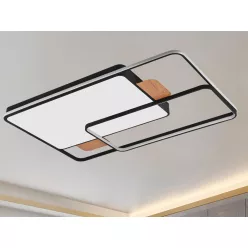   LED design mennyezeti lámpa 280W, 12000 lm, 1000x720x60 mm, 3000K-6500K, IP20, fekete-fa-J1342/BW