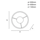 LED design mennyezeti lámpa 55W, 3800 lm, 3000K-6500K, IP20, fém-akril - J1347/B