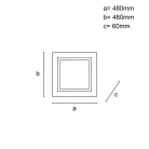 LED design mennyezeti lámpa 35W, 2300lm, 3000K-6500K, RF 2,4GHz vezérlés, IP20, 480x480x60mm - J1351