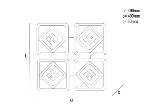 LED Design mennyezeti lámpa 130W, 11400 lm, 3000K–6500K, 499x499x80 mm - J3308/B
