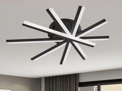 LED mennyezeti lámpa 75W, 4100lm, 3000-6500K, fekete, IP20, fém-akril - J3344/B