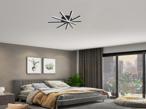 LED mennyezeti lámpa 75W, 4100lm, 3000-6500K, fekete, IP20, fém-akril - J3344/B