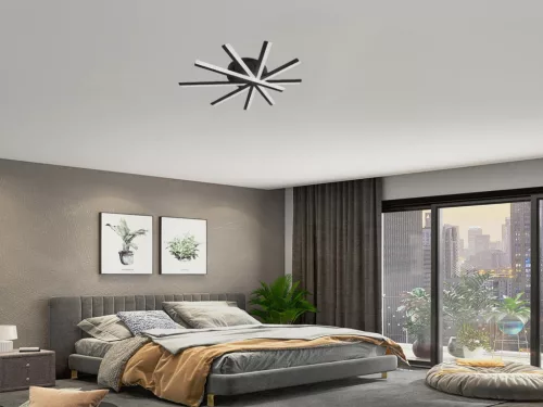 LED mennyezeti lámpa 75W, 4100lm, 3000-6500K, fekete, IP20, fém-akril - J3344/B