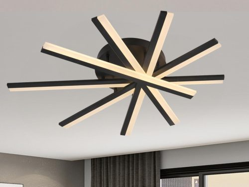 LED mennyezeti lámpa 75W, 4100lm, 3000-6500K, fekete, IP20, fém-akril - J3344/B