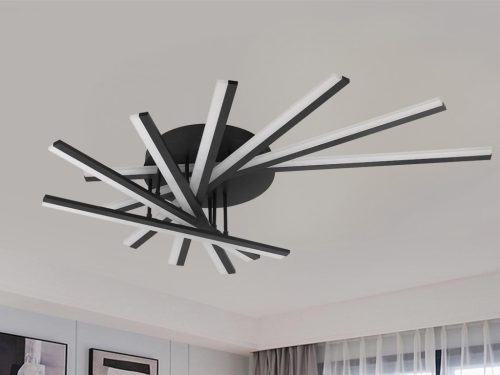 LED mennyezeti lámpa 120W, 6600lm, 3000-6500K, fekete, IP20, fém-akril - J3345/B