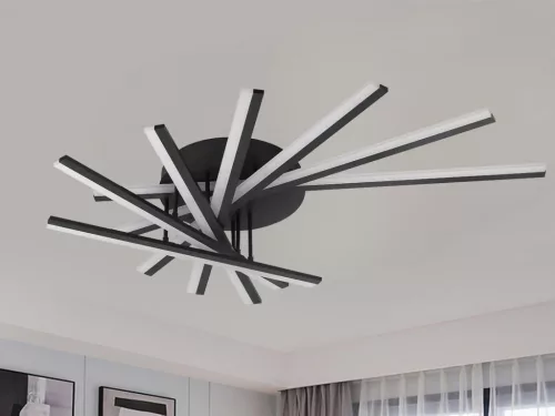 LED mennyezeti lámpa 120W, 6600lm, 3000-6500K, fekete, IP20, fém-akril - J3345/B