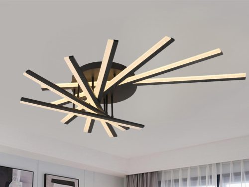 LED mennyezeti lámpa 120W, 6600lm, 3000-6500K, fekete, IP20, fém-akril - J3345/B