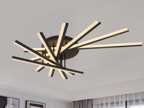 LED mennyezeti lámpa 120W, 6600lm, 3000-6500K, fekete, IP20, fém-akril - J3345/B