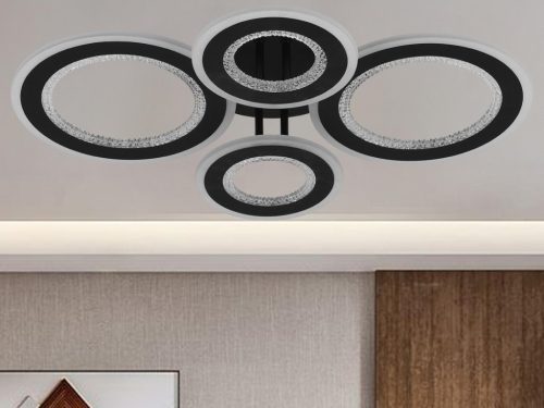 LED mennyezeti lámpa 100W, 6900lm, 3000-6500K, fekete, IP20, fém-akril - J3346/B