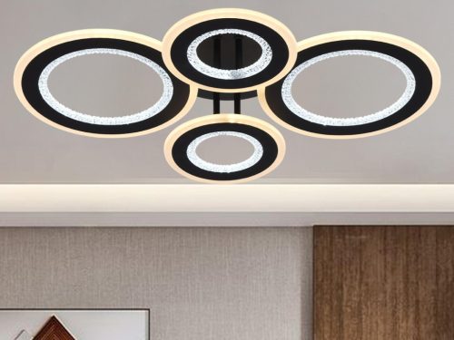 LED mennyezeti lámpa 100W, 6900lm, 3000-6500K, fekete, IP20, fém-akril - J3346/B