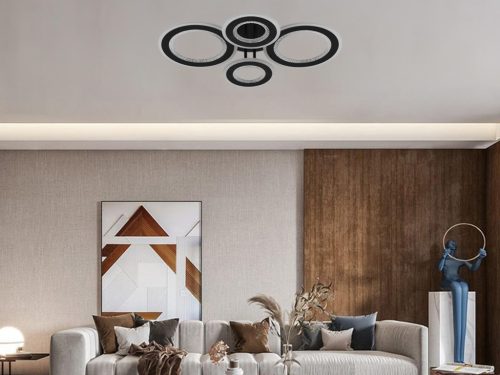 LED mennyezeti lámpa 100W, 6900lm, 3000-6500K, fekete, IP20, fém-akril - J3346/B