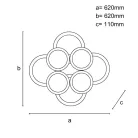 LED design mennyezeti lámpa 200W, 13900 lm, 620x620x110 mm, 3000K–6500K - J3347/W