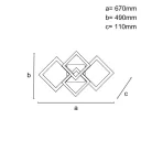 LED design mennyezeti lámpa 95W, 6600 lm, 670x410x110 mm, 3000K–6500K - J3349/B