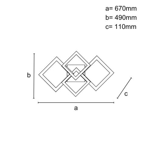 LED design mennyezeti lámpa 95W, 6600 lm, 670x410x110 mm, 3000K–6500K - J3349/W
