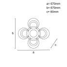 LED design mennyezeti lámpa 105W, 7400 lm, 670x670x60 mm, 3000K–6500K - J3351/W