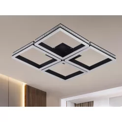   LED design mennyezeti lámpa 215W 16000lm 3000-6500K dimmelhető IP20 fekete négyzet J3353/B