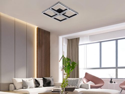 LED design mennyezeti lámpa 215W 16000lm 3000-6500K dimmelhető IP20 fekete négyzet J3353/B