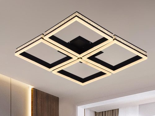 LED design mennyezeti lámpa 215W 16000lm 3000-6500K dimmelhető IP20 fekete négyzet J3353/B