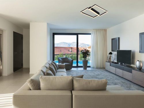 LED Design mennyezeti lámpa 65W, 3000 lm, 3000K-6500K, IP20, fém-akril, négyzet - J3358/B