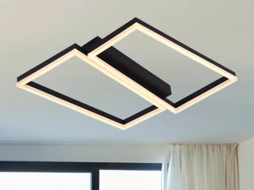 LED Design mennyezeti lámpa 65W, 3000 lm, 3000K-6500K, IP20, fém-akril, négyzet - J3358/B