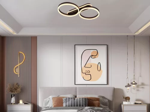 LED design mennyezeti lámpa 60W, 4300 lm, 3000K-6500K, IP20, fém-akril barna - J3362/BR