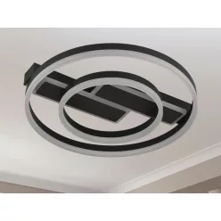   LED design mennyezeti lámpa 80W, 6200 lm, 3000K-6500K, IP20, fém-akril fekete - J3363/B