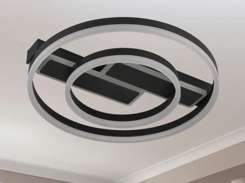 LED design mennyezeti lámpa 80W, 6200 lm, 3000K-6500K, IP20, fém-akril fekete - J3363/B