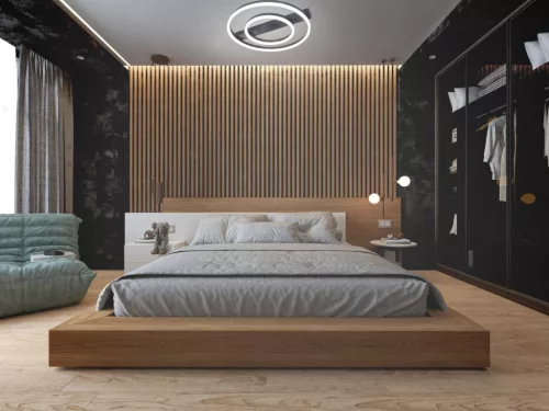 LED design mennyezeti lámpa 60W, 3900 lm, 3000K-6500K, IP20, fém-akril fekete - J3364/B