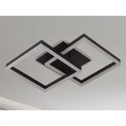   LED design mennyezeti lámpa 80W, 6200 lm, 3000K-6500K, IP20, fém-akril fekete - J3366/B
