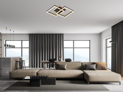 LED design mennyezeti lámpa 80W, 6200 lm, 3000K-6500K, IP20, fém-akril barna - J3366/BR