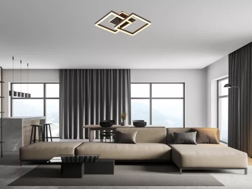 LED design mennyezeti lámpa 80W, 6200 lm, 3000K-6500K, IP20, fém-akril barna - J3366/BR