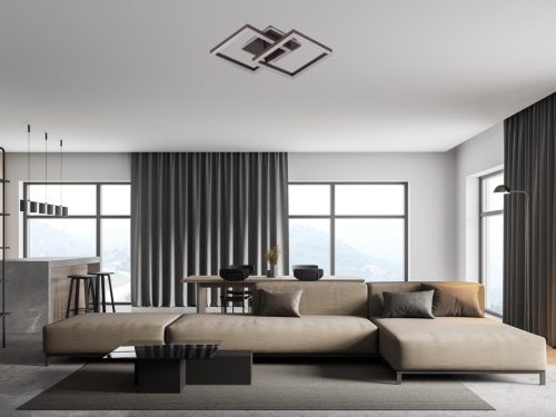 LED design mennyezeti lámpa 80W, 6200 lm, 3000K-6500K, IP20, fém-akril barna - J3366/BR