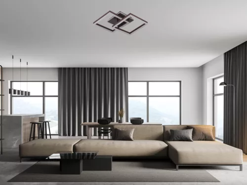 LED design mennyezeti lámpa 80W, 6200 lm, 3000K-6500K, IP20, fém-akril barna - J3366/BR