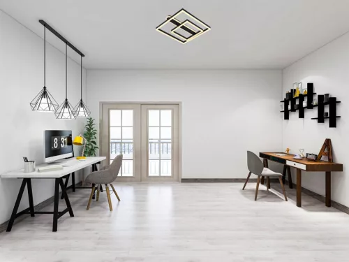 LED design mennyezeti lámpa 95W, 7000 lm, 3000K-6500K, IP20, fém-akril fekete - J3367/B