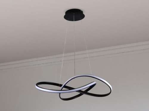 LED design mennyezeti lámpa 70W, 6100Lm, 3000–6500K állítható, IP20, 550mm, fekete - J4303/B