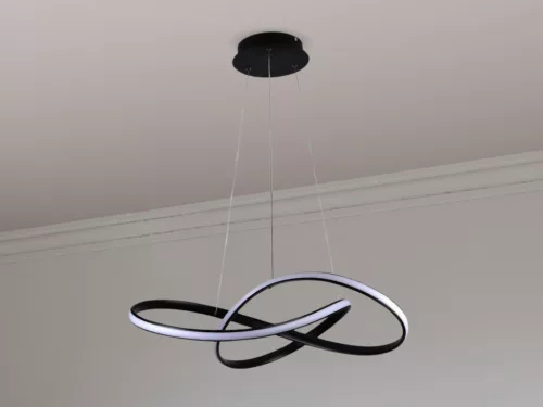 LED design mennyezeti lámpa 70W, 6100Lm, 3000–6500K állítható, IP20, 550mm, fekete - J4303/B