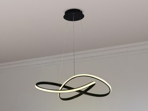 LED design mennyezeti lámpa 70W, 6100Lm, 3000–6500K állítható, IP20, 550mm, fekete - J4303/B