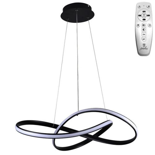 LED design mennyezeti lámpa 70W, 6100Lm, 3000–6500K állítható, IP20, 550mm, fekete - J4303/B