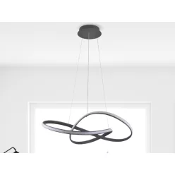   LED design mennyezeti lámpa 70W, 6100Lm, 3000–6500K állítható, IP20, 550mm, fekete - J4303/S