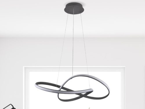 LED design mennyezeti lámpa 70W, 6100Lm, 3000–6500K állítható, IP20, 550mm, fekete - J4303/S