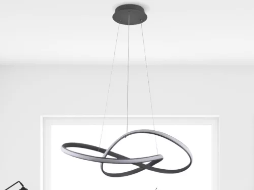 LED design mennyezeti lámpa 70W, 6100Lm, 3000–6500K állítható, IP20, 550mm, fekete - J4303/S