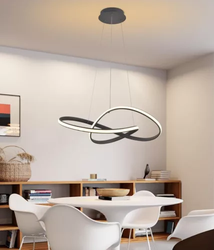 LED design mennyezeti lámpa 70W, 6100Lm, 3000–6500K állítható, IP20, 550mm, fekete - J4303/S