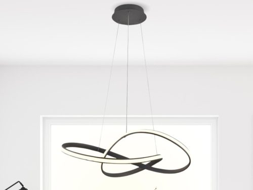 LED design mennyezeti lámpa 70W, 6100Lm, 3000–6500K állítható, IP20, 550mm, fekete - J4303/S