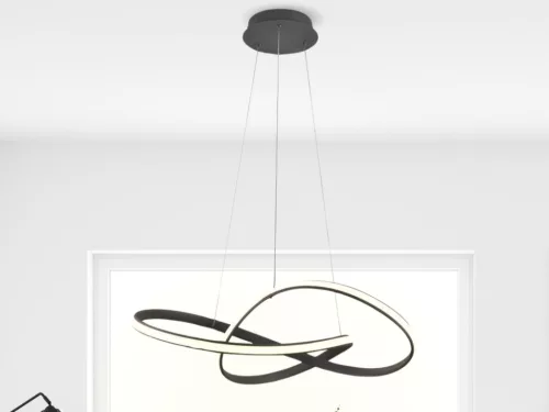 LED design mennyezeti lámpa 70W, 6100Lm, 3000–6500K állítható, IP20, 550mm, fekete - J4303/S