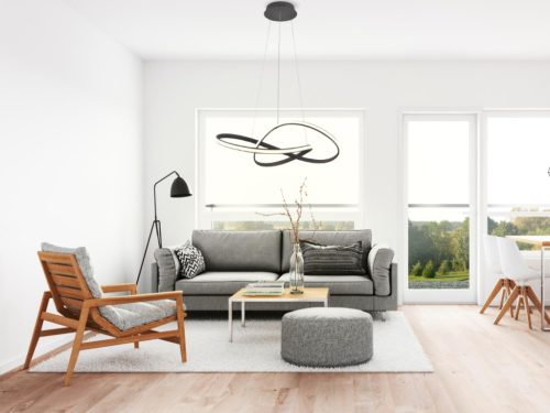 LED design mennyezeti lámpa 70W, 6100Lm, 3000–6500K állítható, IP20, 550mm, fekete - J4303/S