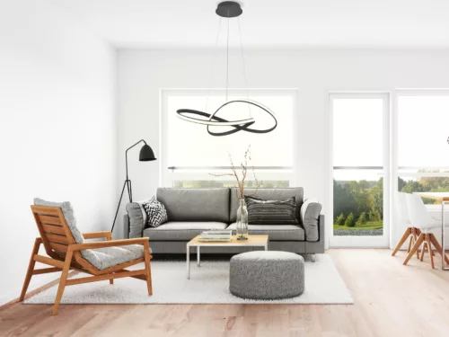 LED design mennyezeti lámpa 70W, 6100Lm, 3000–6500K állítható, IP20, 550mm, fekete - J4303/S