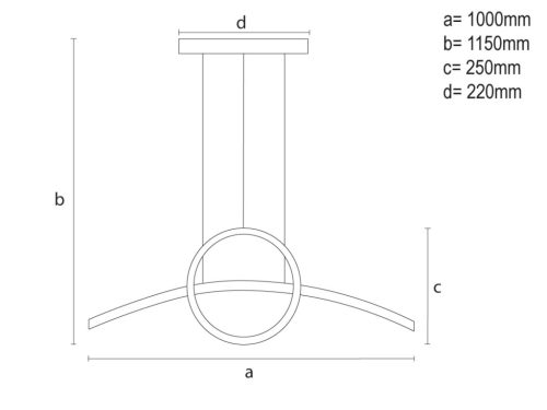 LED design mennyezeti lámpa 55W, 4800Lm, 3000–6500K állítható, IP20, 1000x280mm, fekete - J4305/B