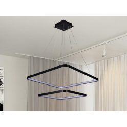   LED design mennyezeti lámpa 90W, 7600Lm, 3000–6500K állítható, IP20, 400+600mm, fekete - J4306/B