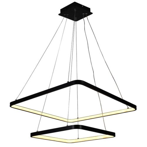 LED design mennyezeti lámpa 90W, 7600Lm, 3000–6500K állítható, IP20, 400+600mm, fekete - J4306/B