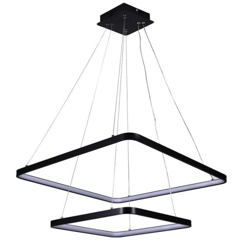 LED design mennyezeti lámpa 90W, 7600Lm, 3000–6500K állítható, IP20, 400+600mm, fekete - J4306/B